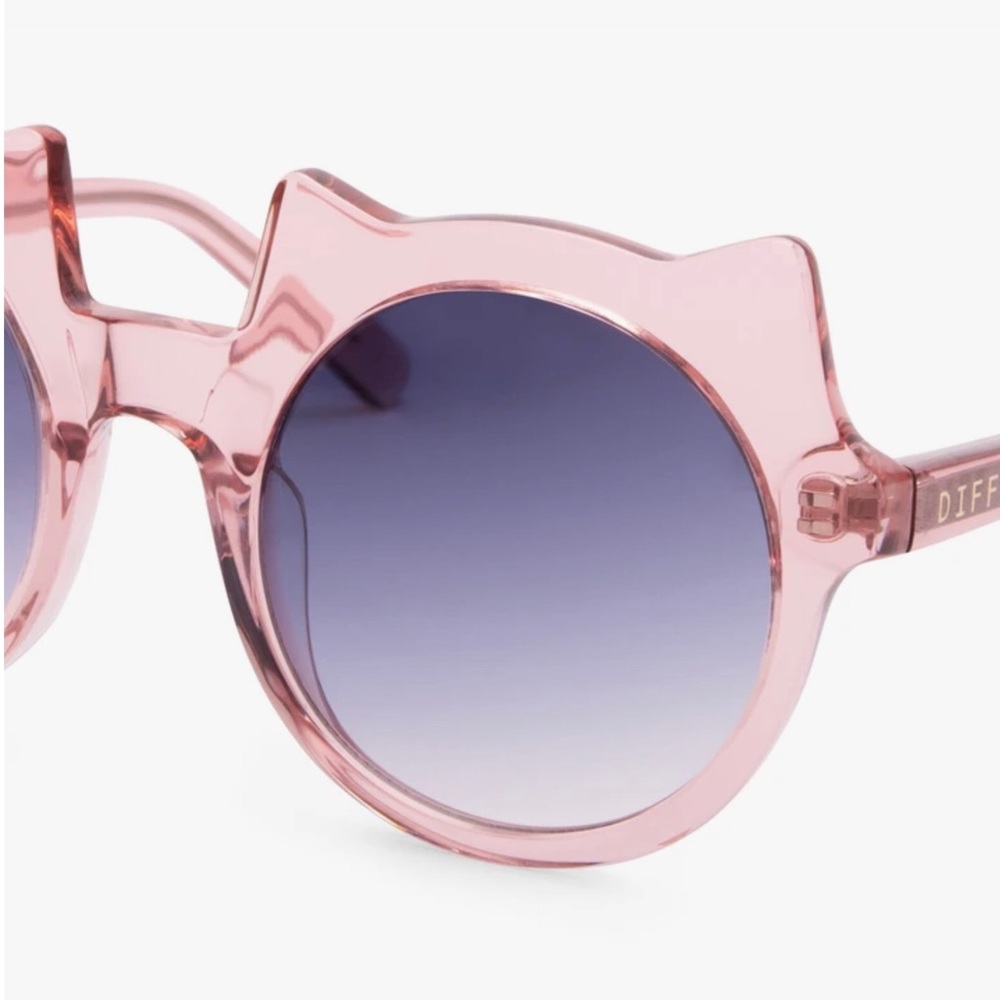 DIFF Lucky Cat Sunglasses Rose Crystal Frame Grey Lenses Kids Sunnies NWT - Picture 5 of 10